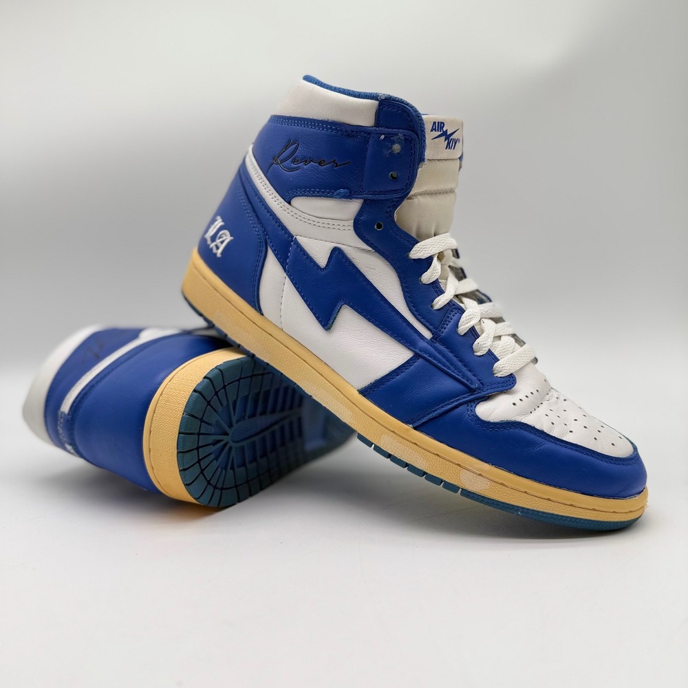 Air Kiy Reves Mens 11 LA High Top Blue White Leather Sneakers 1991 X 1992